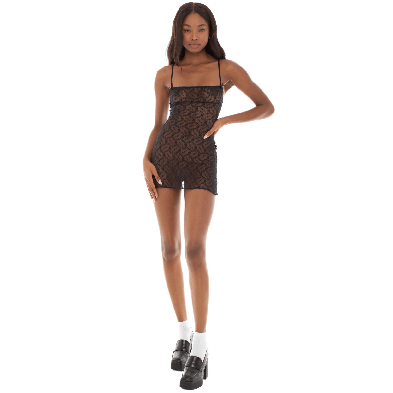 Happiness With You Sheer Vintage Floral Lace Mini Dress