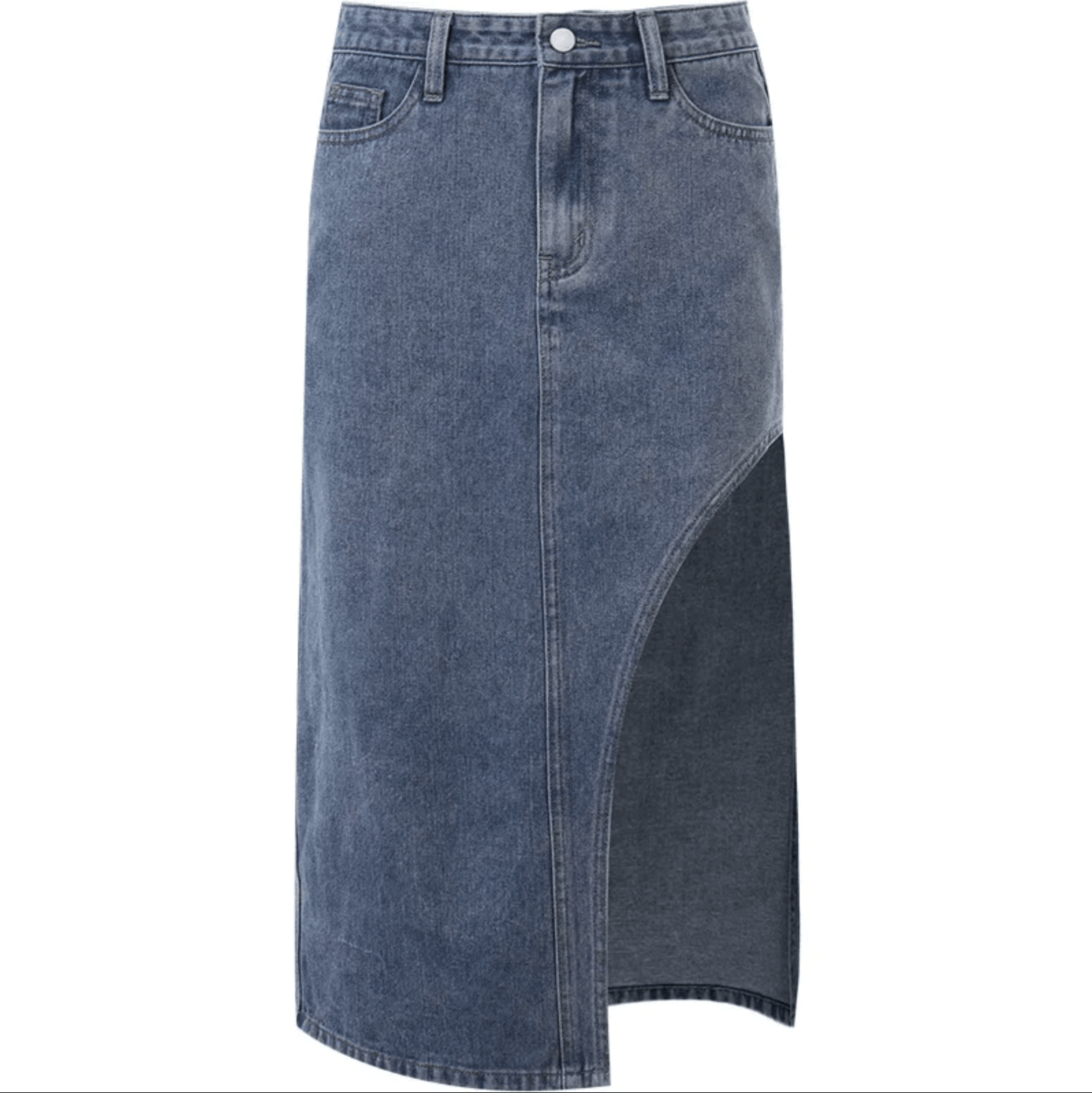 Denim Fortune Midirock mit hohem Bund und Schlitz