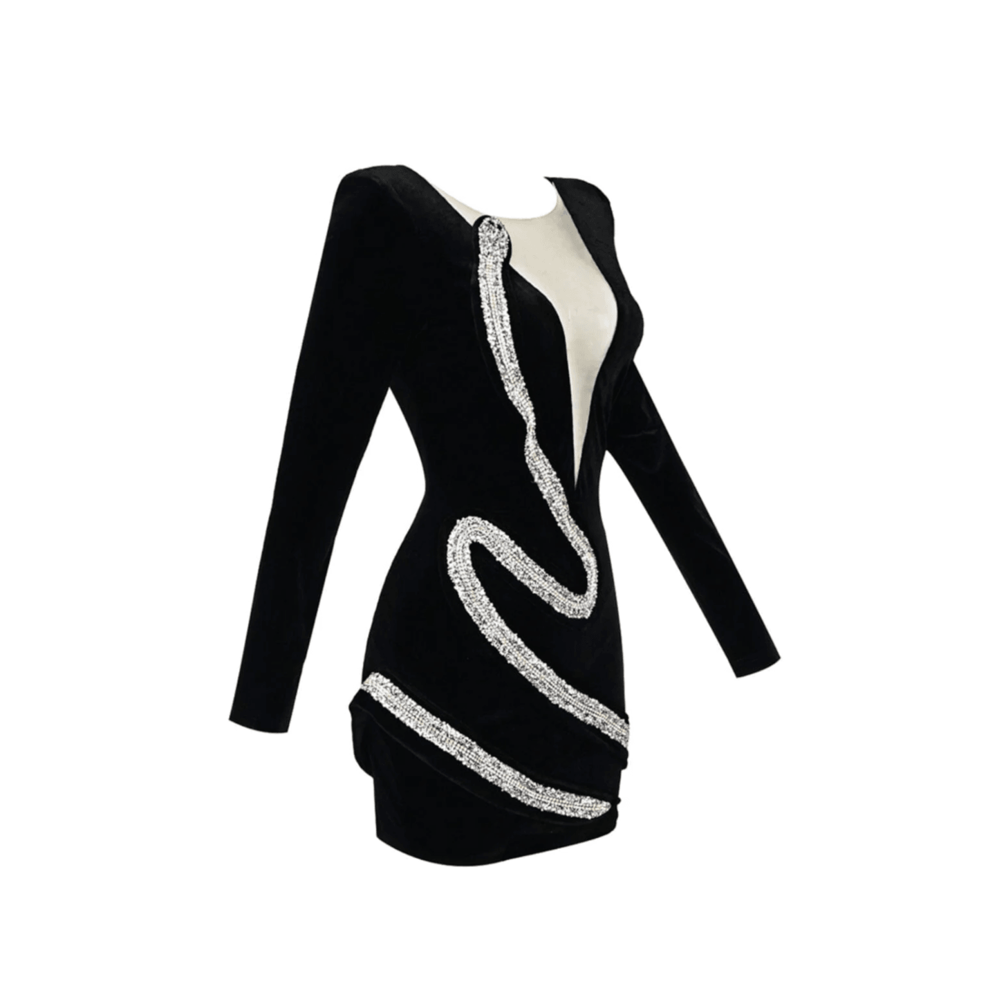 Passionate Jewel Diamond Snake Velvet Mini Dress