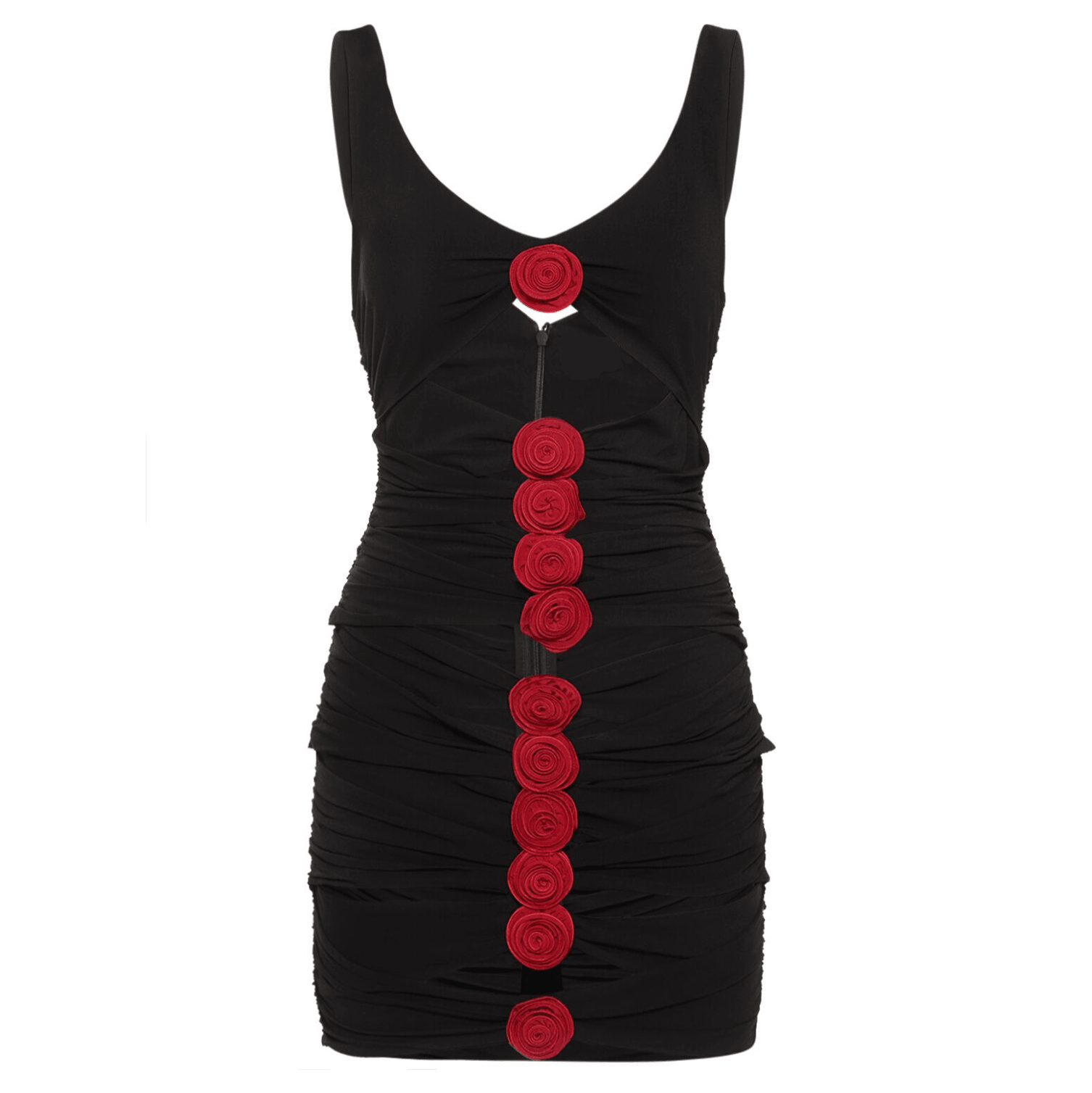 Queen of Hearts Cut Out Rose Appliqué Mini Dress