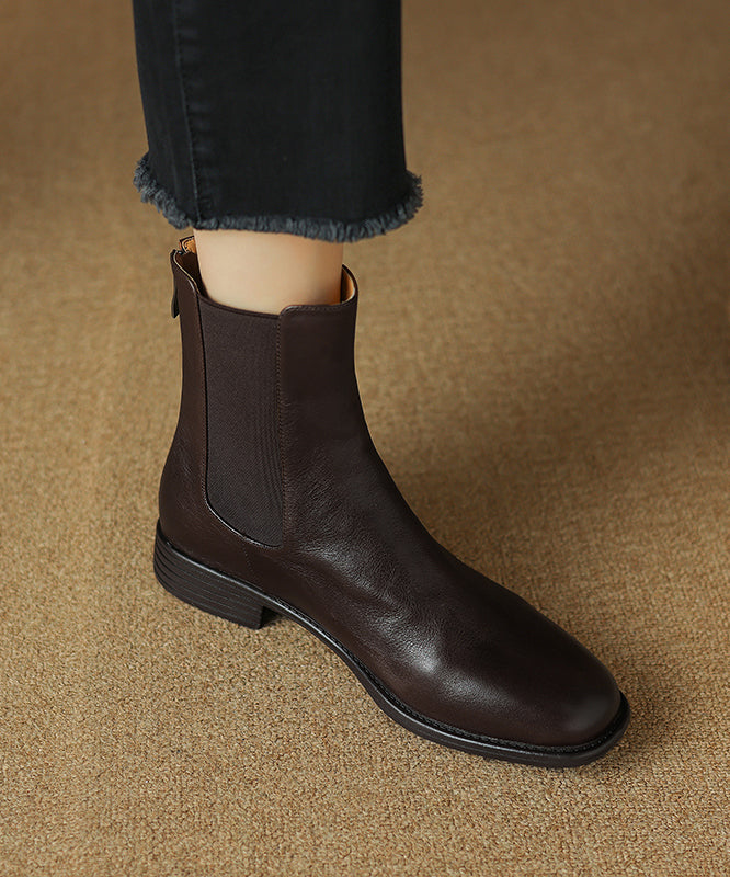 Chunky Boots Black Cowhide Leather