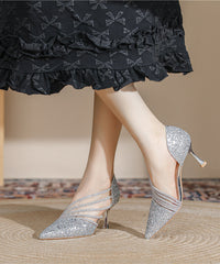 Splicing Stiletto High Heels Champagne Sequins