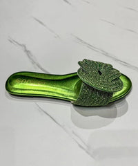 Boutique Green Slide Sandals Zircon