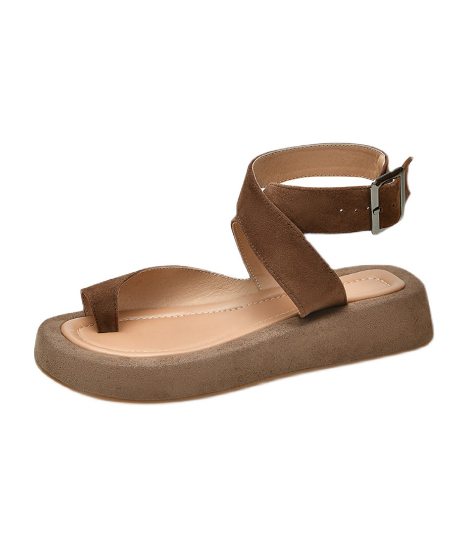 Navy Platform Soled Cross Strap Suede Sandal