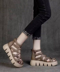 Black Hollow Out Roman Sandals
