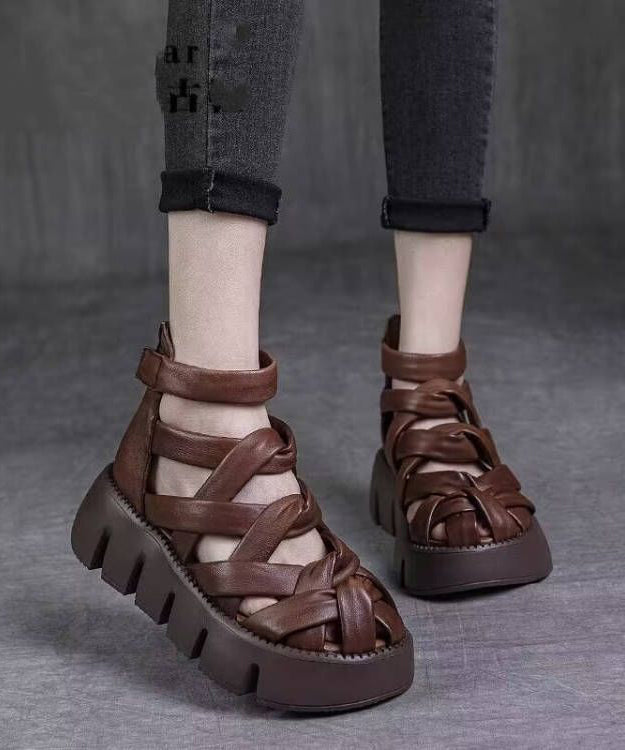 Black Hollow Out Roman Sandals