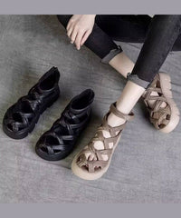 Black Hollow Out Roman Sandals