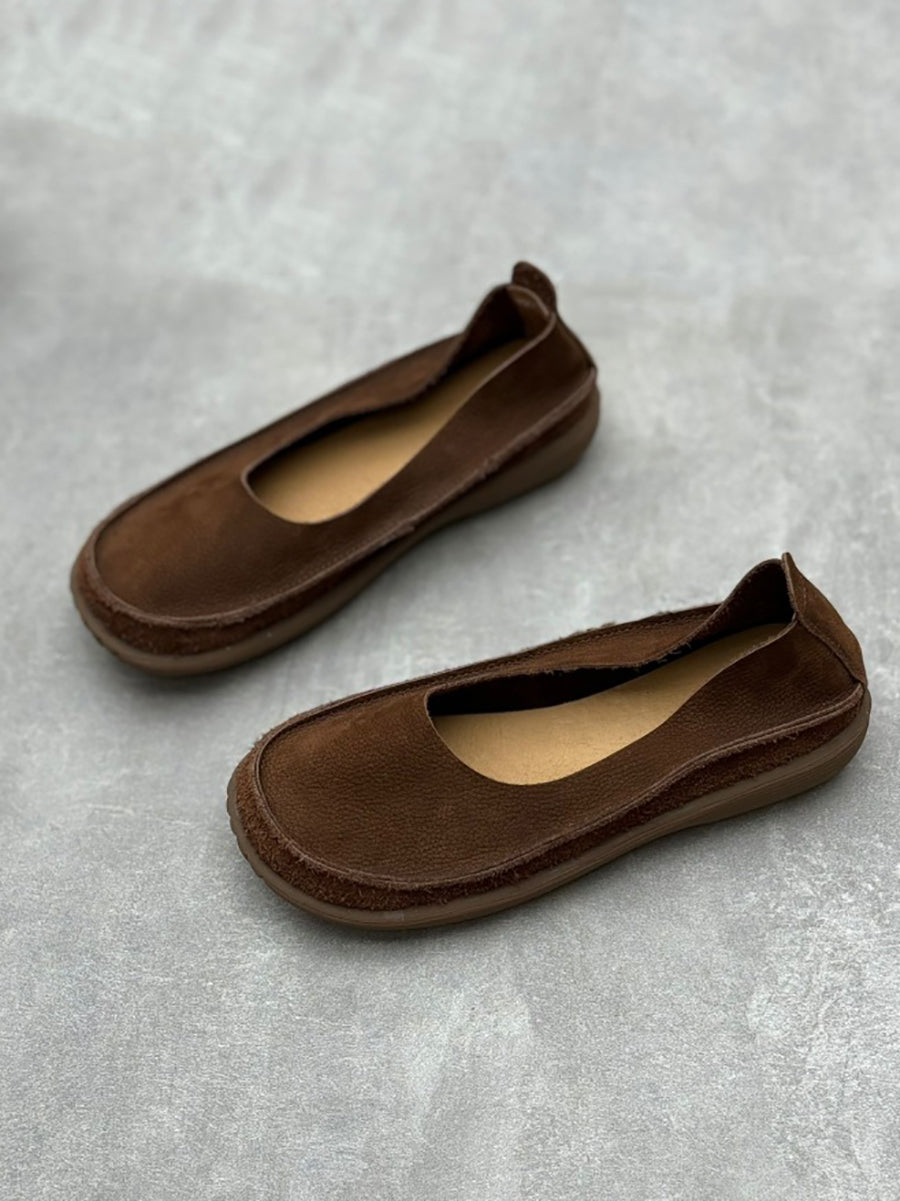 Vintage Genuine Leather Low Heel Shoes