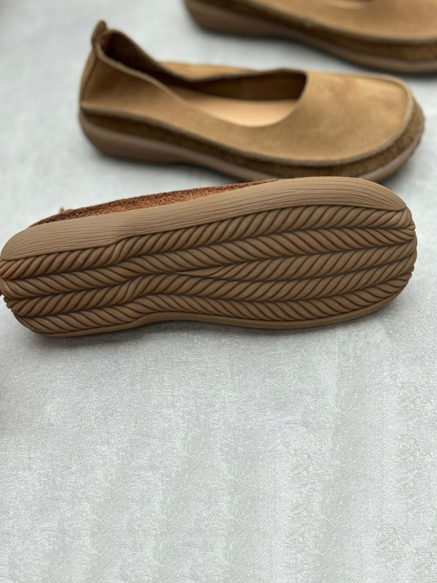 Vintage Genuine Leather Low Heel Shoes