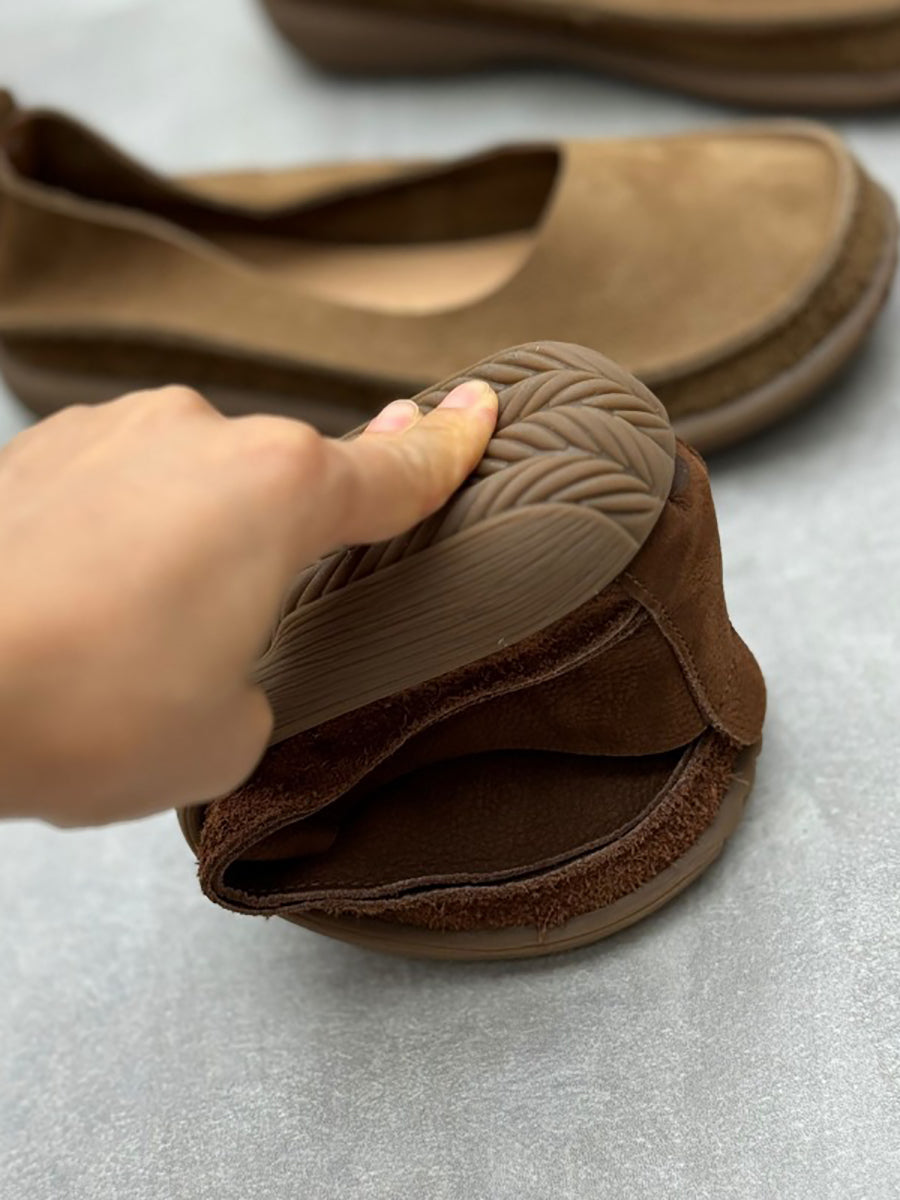 Vintage Genuine Leather Low Heel Shoes