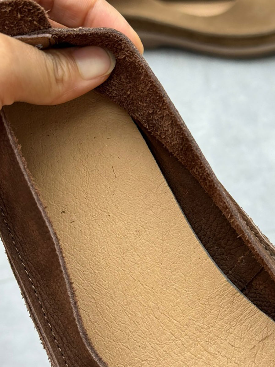 Vintage Genuine Leather Low Heel Shoes