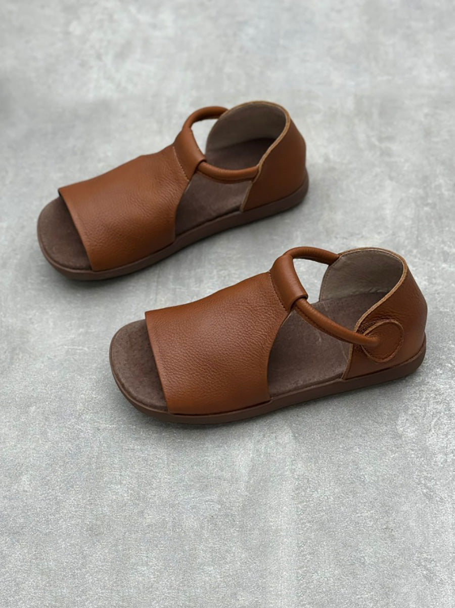 Soft Genuine Leather Flat Sandals