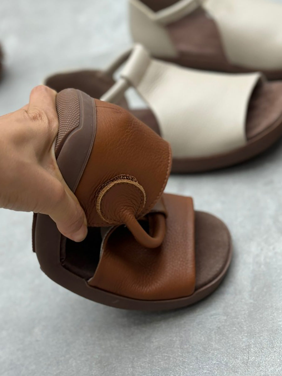 Soft Genuine Leather Flat Sandals