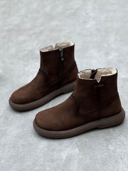Winter Casual Genuine Leather Fleece-lined Warm Boots