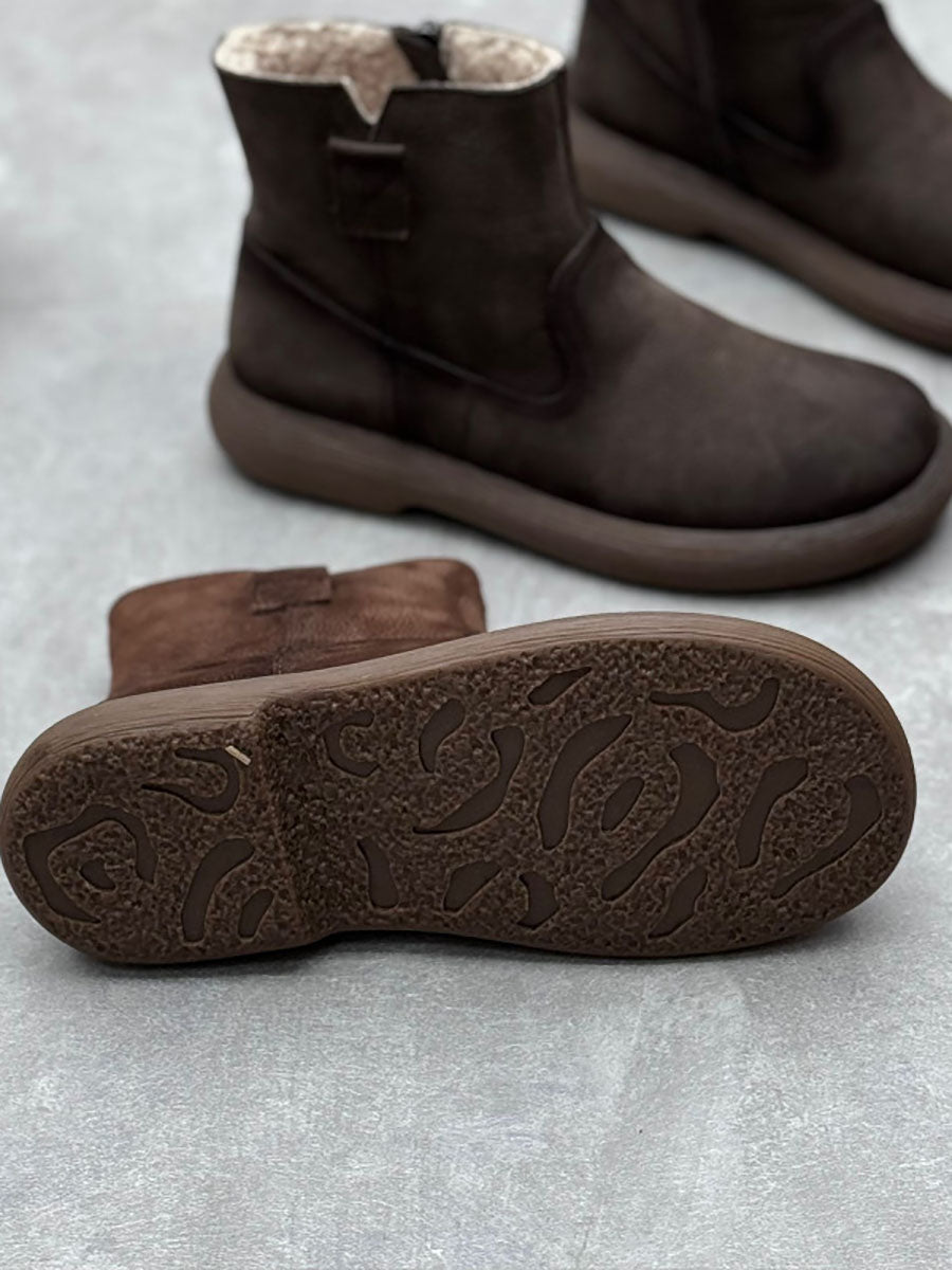 Winter Casual Genuine Leather Fleece-lined Warm Boots