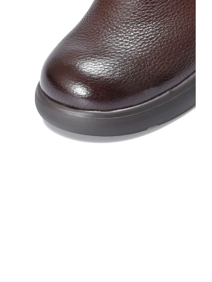 Winter Casual Solid Leather Zipper Platform Boots