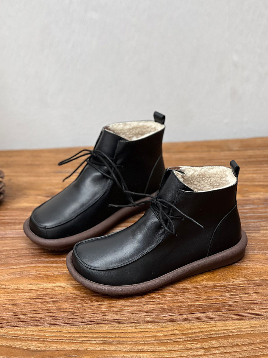 Winter Retro Soft Genuine Leather Flat Boots