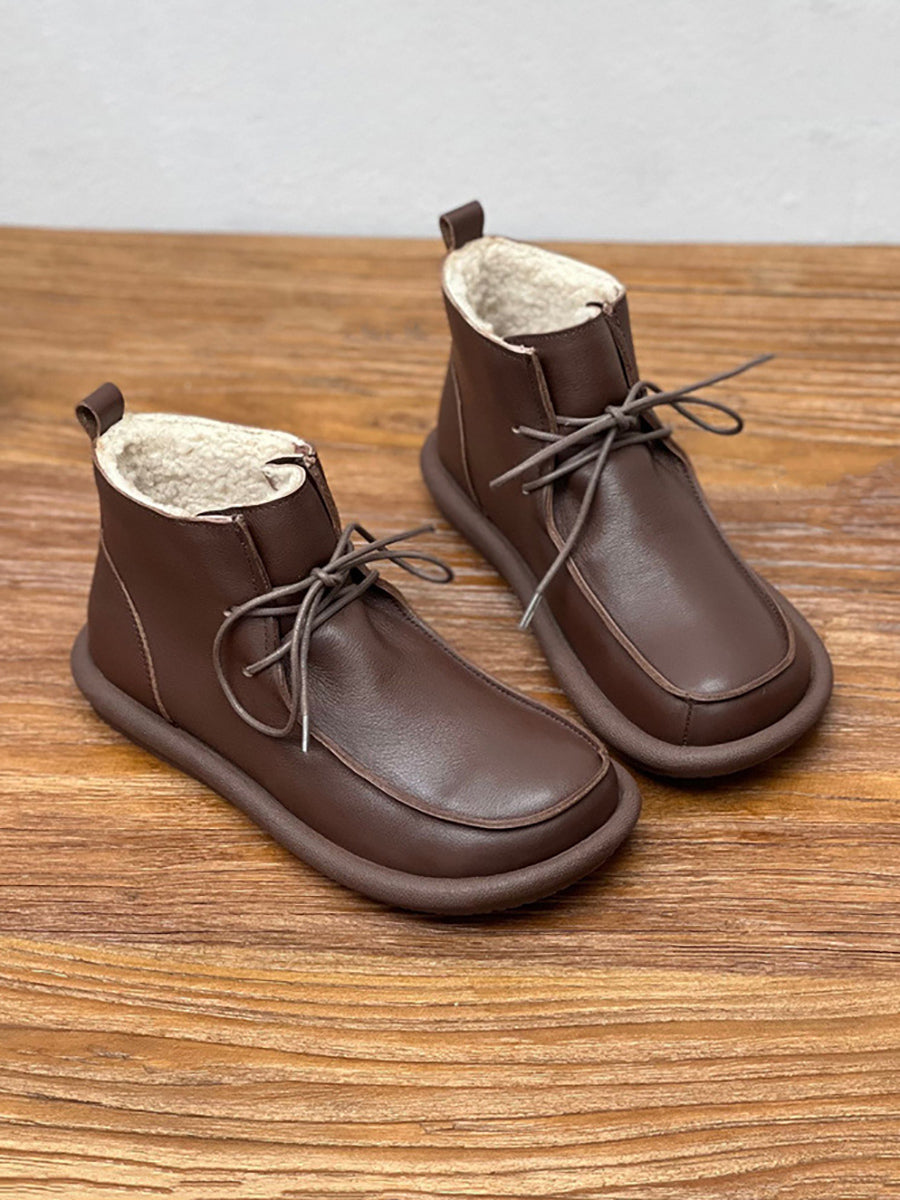 Winter Retro Soft Genuine Leather Flat Boots