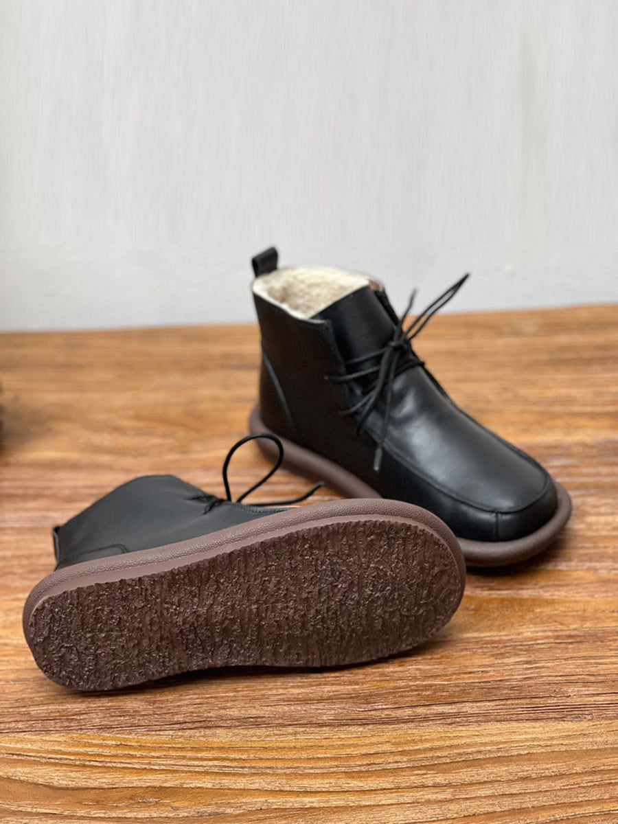 Winter Retro Soft Genuine Leather Flat Boots