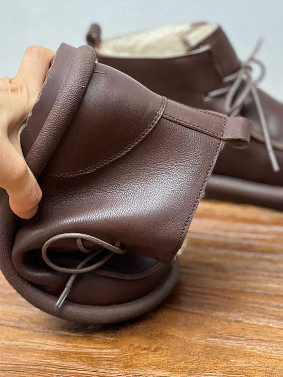Winter Retro Soft Genuine Leather Flat Boots