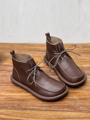 Winter Retro Soft Genuine Leather Flat Boots