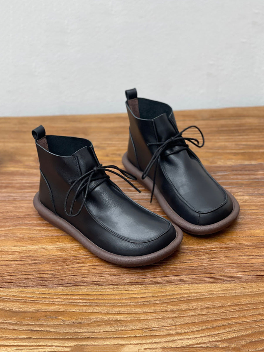Winter Retro Soft Genuine Leather Flat Boots