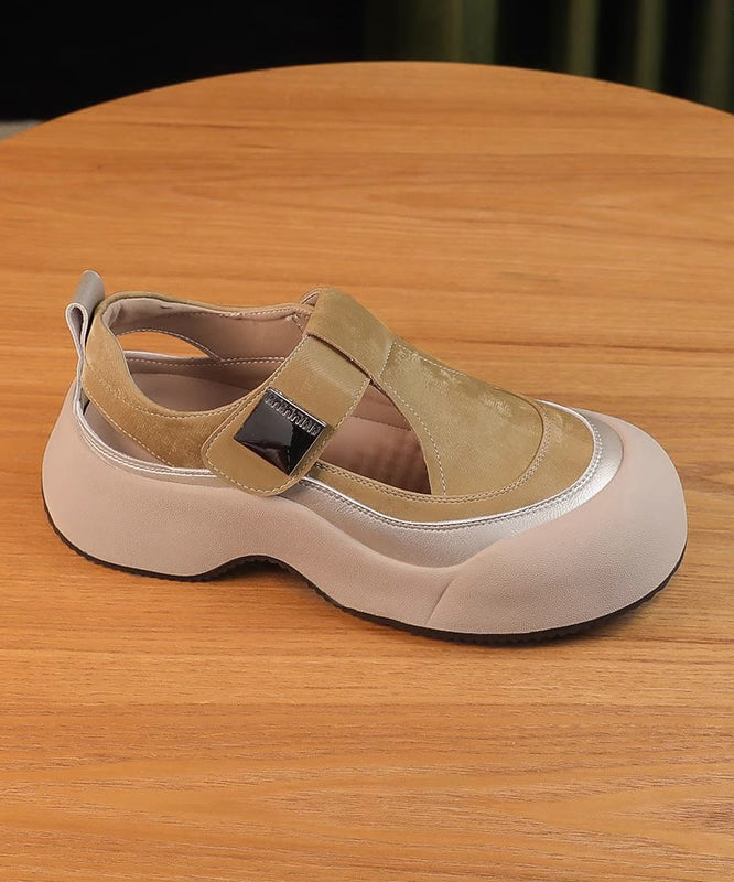 Hollow Out Platform Apricot Breathable Sandals