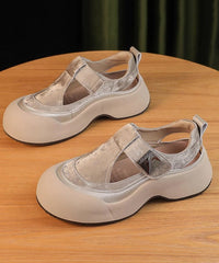 Hollow Out Platform Apricot Breathable Sandals