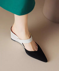 Heels Sandals Apricot Wedge Pointed Slide Rivet