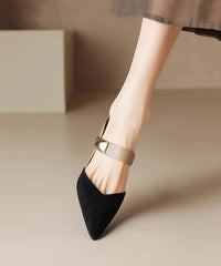 Heels Sandals Apricot Wedge Pointed Slide Rivet