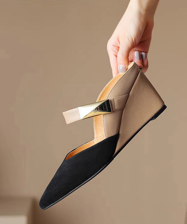 Heels Sandals Apricot Wedge Pointed Slide Rivet