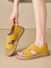 Matte Sandals Open Soft Casual Leather Toe