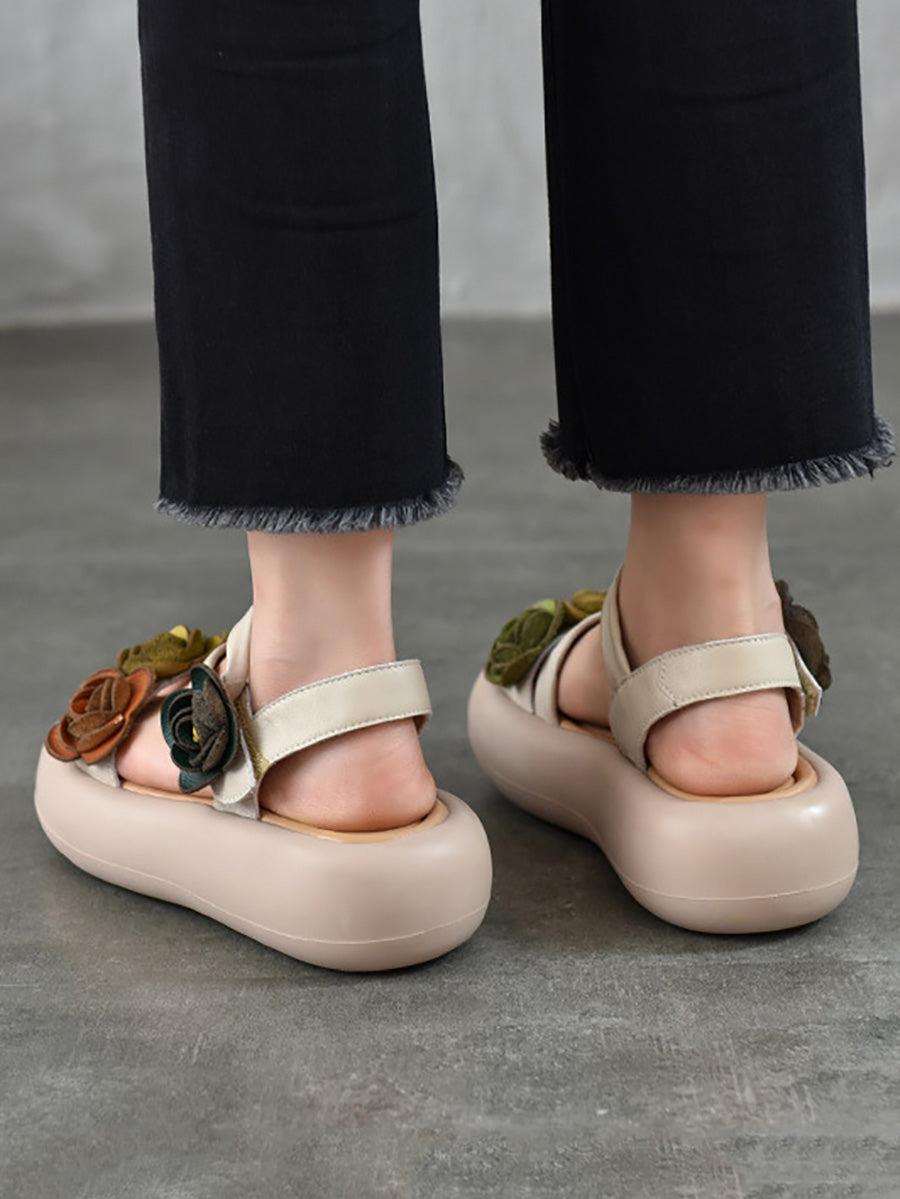 Sandals Vintage FLower Platform Leather