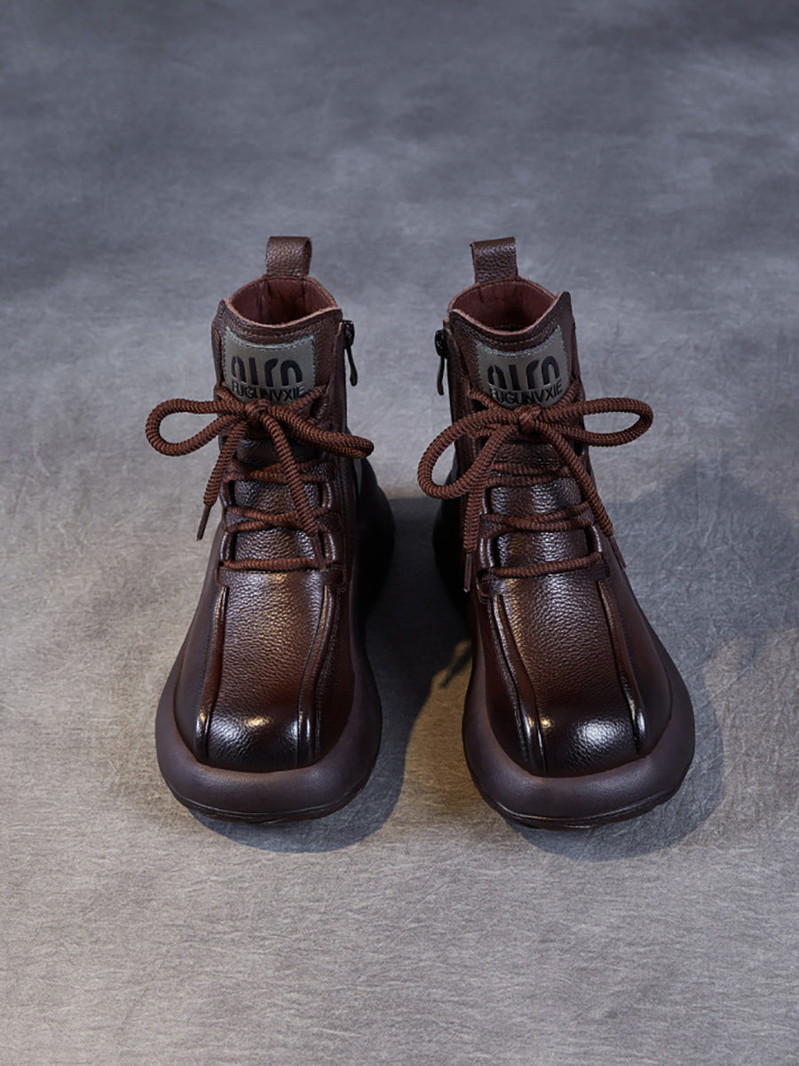 Vintage Genuine Leather Platform Martin Boots