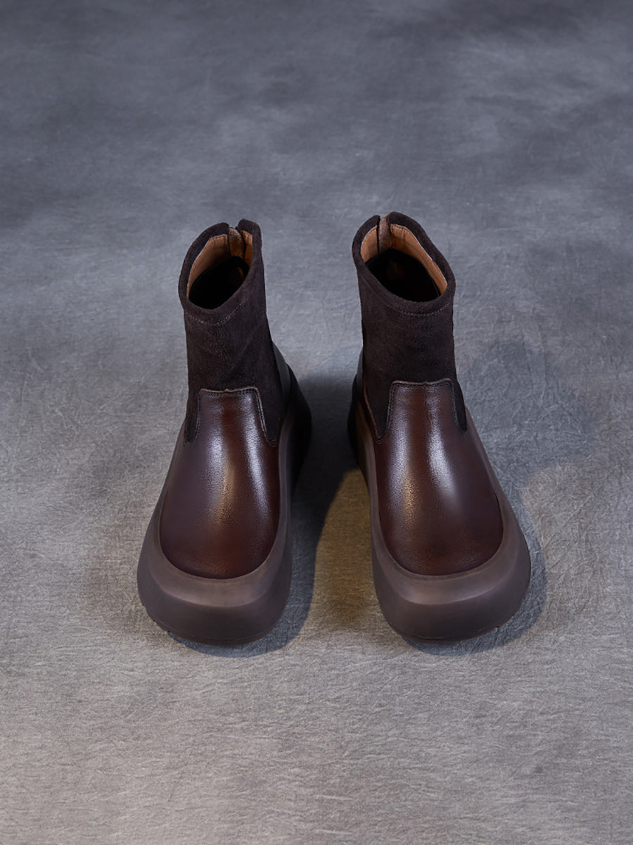 Winter Genuine Leather Platform Ankle Boots