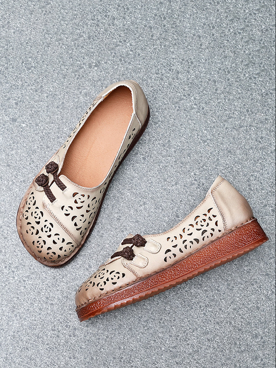 Hollow Out Shoes Low Heel Ethnic