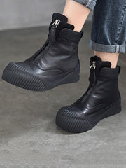 Vintage Vintage Leather Zipper Platform Boots