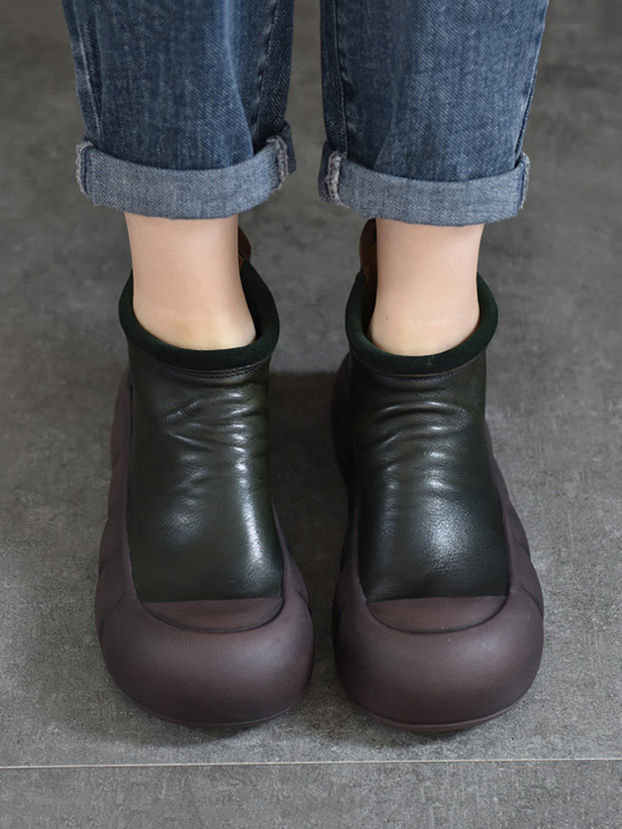 Vintage Autumn Soft Leather Platform Boots