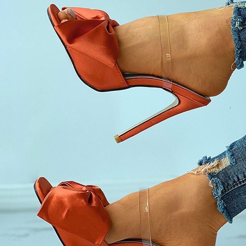 Stellar Big Bow Satin Stiletto Heels