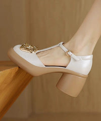 Zircon Chunky Sandals Apricot Heels Hollow Splicing Out