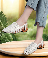 Out Grey Beautiful Splicing Sandals Hollow Chunky Leather Cowhide