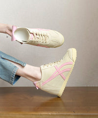 Splicing High Wedge Heels Leather Faux Shoes Beautiful Pink
