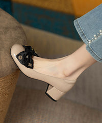 Black Bow Loafers For Chunky Heel Faux Leather