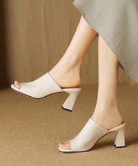 Heel Slide Chunky Sandals Toe Black Peep Sheepskin Style