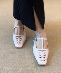 Splicing Elegant Chunky Sandals Black Slide Sheepskin