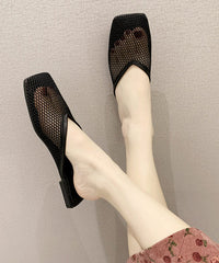 Black Hollow Out Breathable Mesh Slide Sandals