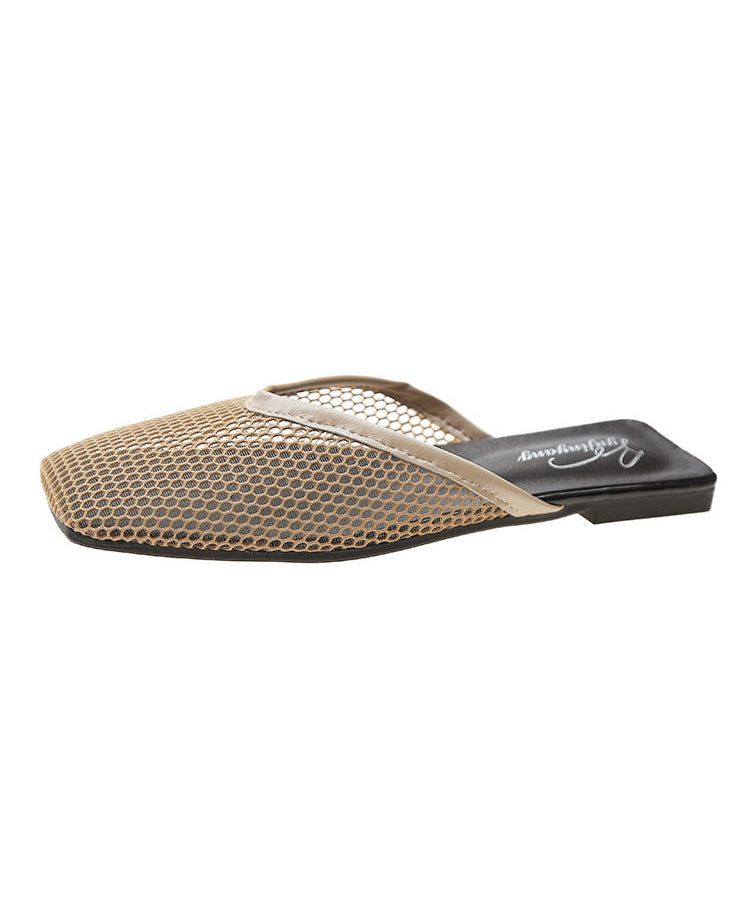 Black Hollow Out Breathable Mesh Slide Sandals