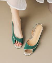 Black Sandals Splicing Chunky Peep Hollow Suede Out Toe