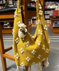 Boho Yellow Tassel Canvas Messenger Bag
