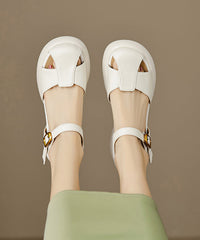 Splicing Chunky Boutique Strap Sandals Yellow Buckle Sheepskin